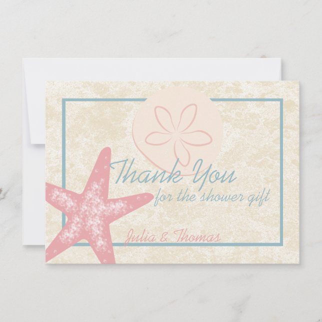 By the Sea Thank You Flat Card (Front)