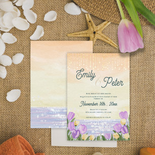 “By the Sea” Watercolor Beach Wedding Invitation