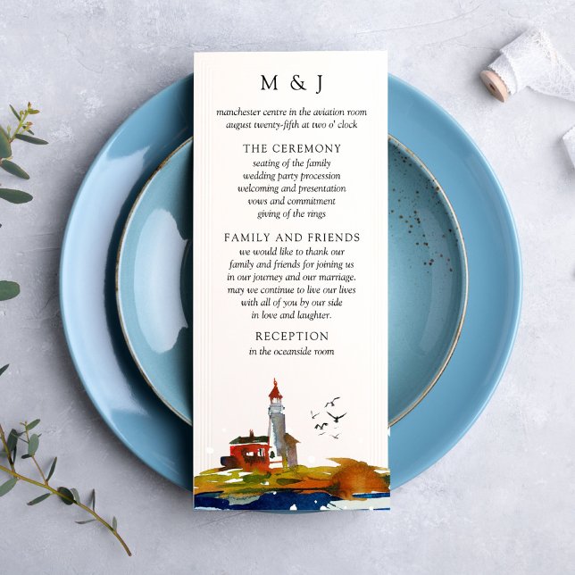 By the Sea Wedding Program Card (Creator Uploaded)