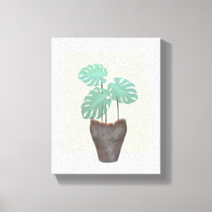 By the Window Monstera Plant in Vase Canvas Print
