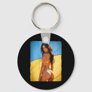 Byck Print T Shirt - Y Bikini Girl And Ukraine Fla Key Ring