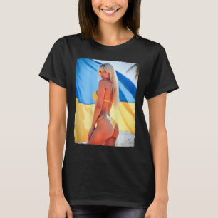 Byck Print T Shirt - Y Blonde Bikini Girl And Ukra