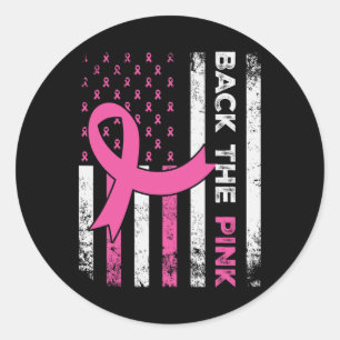 Byck The Pink Ribbon American Flag Breast Cancer A Classic Round Sticker