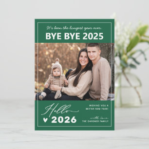 Bye 2024 Hello 2025   Modern Merry Christmas Photo Holiday Card