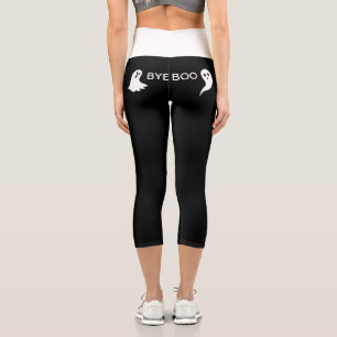 "Bye Boo" cute little white ghosts Capri Leggings