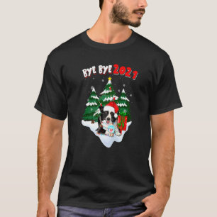 Bye Bye 2021 Border Collie Wear Mask Christmas Tre T-Shirt