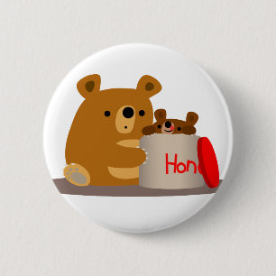 Bye Bye Honey! Cute Cartoon Bears Button Badge