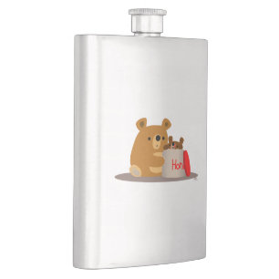 Bye Bye Honey! Cute Cartoon Bears Classic Flask