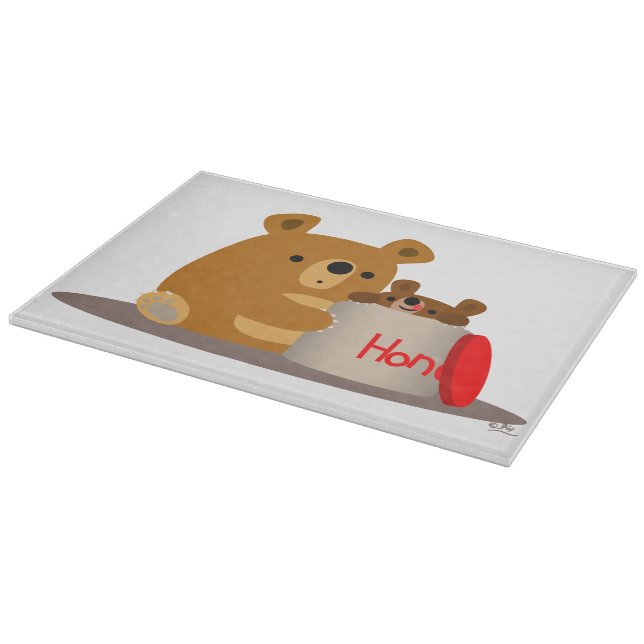 Bye Bye Honey! Cute Cartoon Bears Cutting Board (Corner)