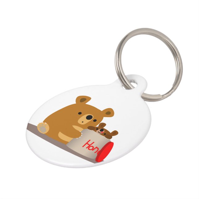 Bye Bye Honey! Cute Cartoon Bears Dog Tag (Side)