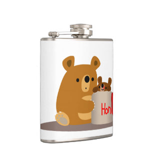 Bye Bye Honey! Cute Cartoon Bears Hip Flask