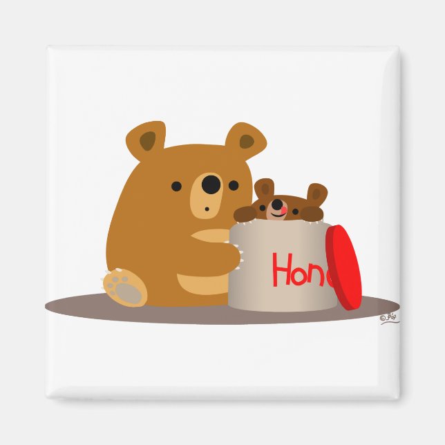 Bye Bye Honey! Cute Cartoon Bears Magnet (Front)