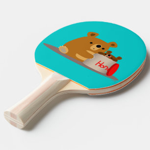 Bye Bye Honey! Cute Cartoon Bears Ping Pong Paddle