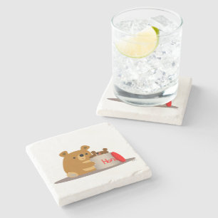Bye Bye Honey! Cute Cartoon Bears Stone Coaster