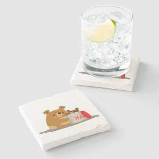 Bye Bye Honey! Cute Cartoon Bears Stone Coaster