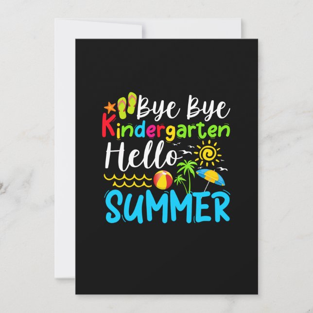 Bye Bye Kindergarten Hello Summer Save The Date (Front)