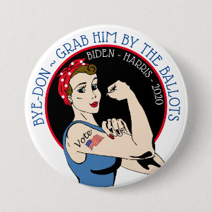 BYE-DON 2020 Biden Harris Support, Grab him by the 7.5 Cm Round Badge