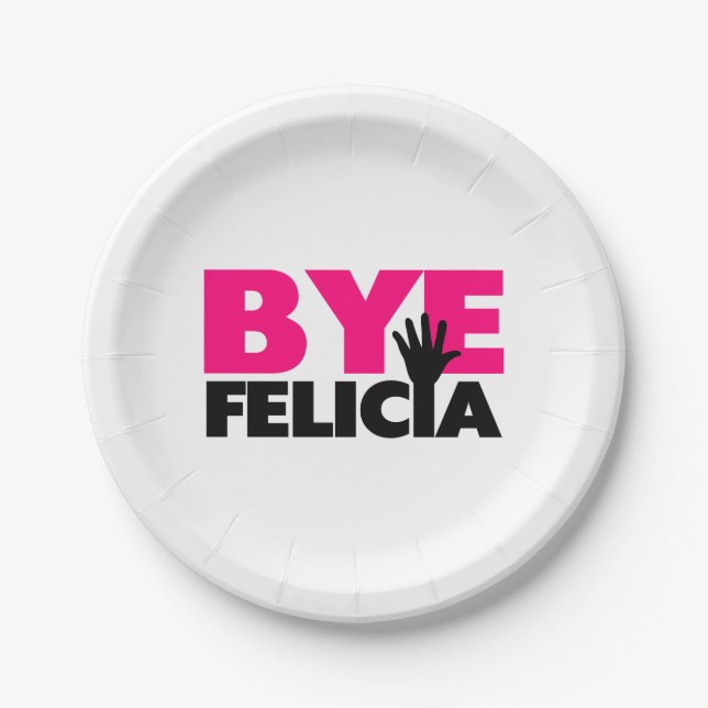 Bye Felicia Hand Wave Hot Pink Paper Plate (Front)