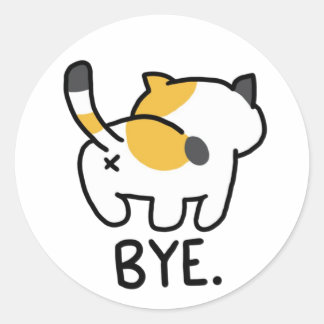 Bye - Funny cat Classic Round Sticker
