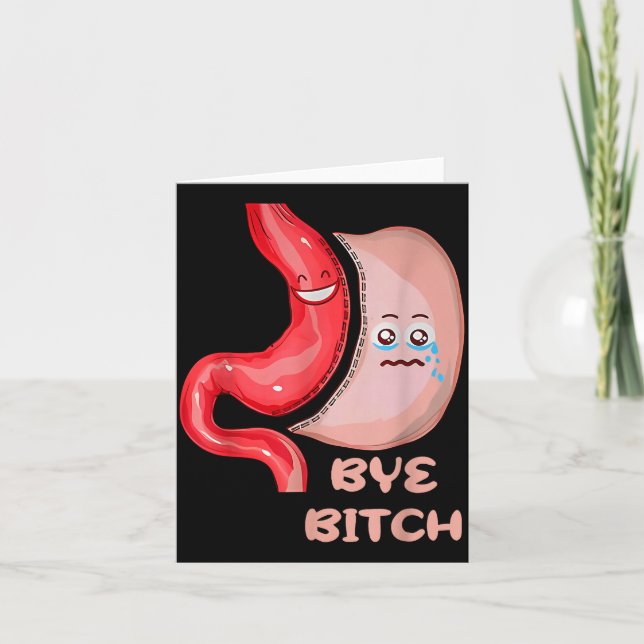 Bye Funny Gastric Sleeve Surgery Stomach  Card (Front)