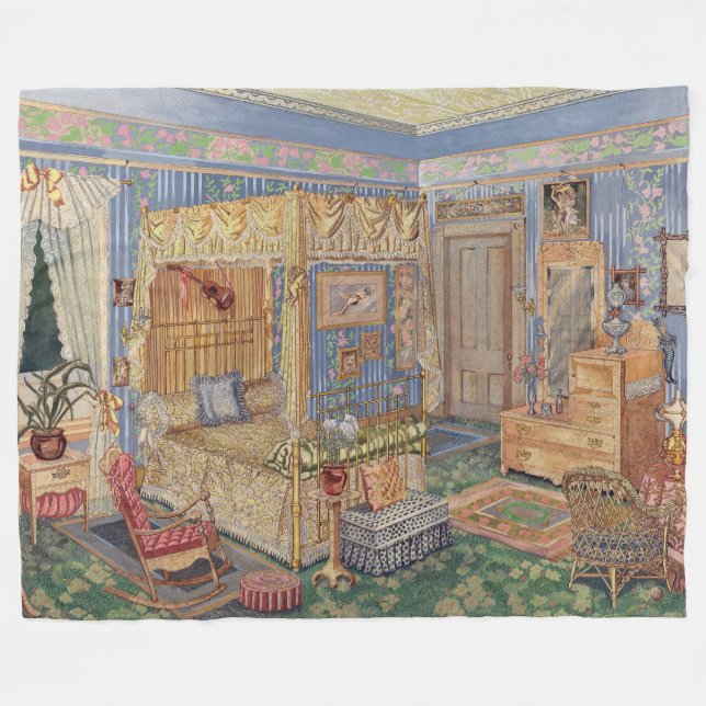 Bygone Old Fashioned Charm Fleece Blanket (Front (Horizontal))