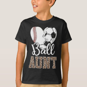 Byll Aunt Heart Bysebyll Soccer Aunt Leopard T-Shirt