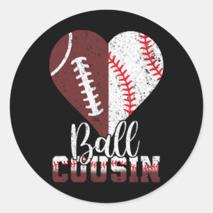 Byll Cousin Heart Funny Footbyll Bysebyll Fathers Classic Round Sticker