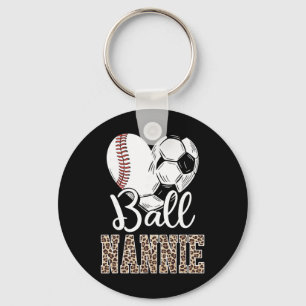 Byll Nannie Heart Bysebyll Soccer Nannie Leopard Key Ring