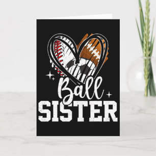 Byll Sister Bysebyll Footbyll Soccer Sister Heart Card