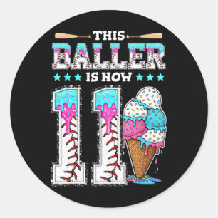 Byller Is Now 11 Year Ice Cream Drip 11th Birthday Classic Round Sticker