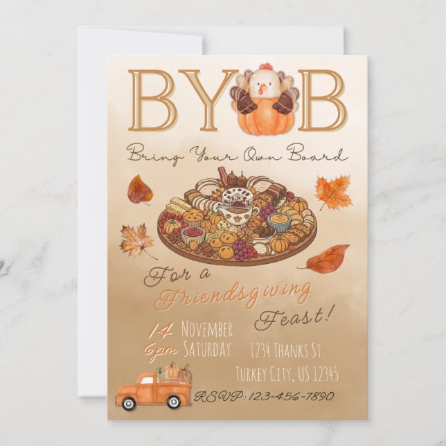 BYOB Charcuterie Board Friendsgiving Feast Invite (Front)