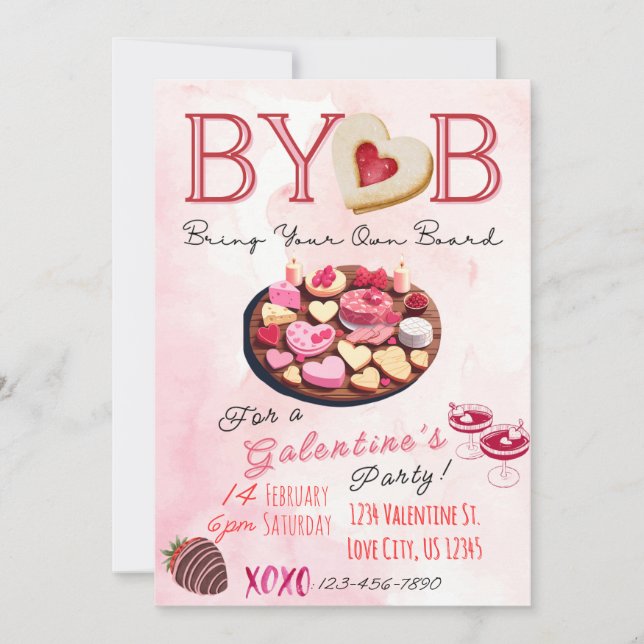 BYOB Charcuterie Board Galentine's Party Invite (Front)