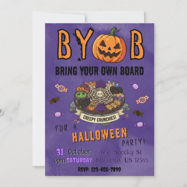BYOB Charcuterie Board Halloween Party Invite (Front)