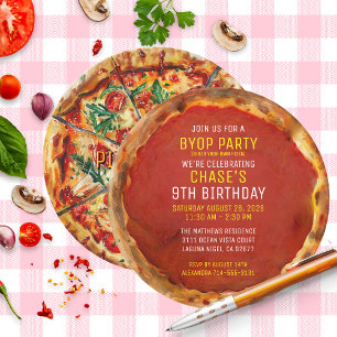 BYOP Build Your Own Pizza Custom Birthday Party  Invitation