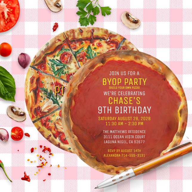BYOP Build Your Own Pizza Custom Birthday Party  Invitation (Creator Uploaded)