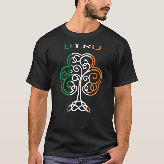 BYRD Irish Name Shamrock Ireland Flag Family T-Shirt (Front)