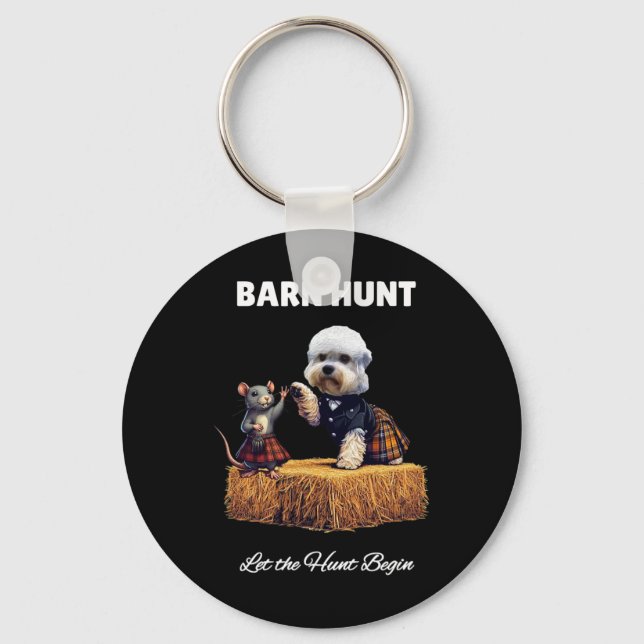 Byrn Hunt Lover - Cute Rat And Dandie Dinmont Dog  Key Ring (Front)