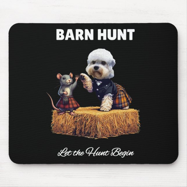 Byrn Hunt Lover - Cute Rat And Dandie Dinmont Dog  Mouse Mat (Front)