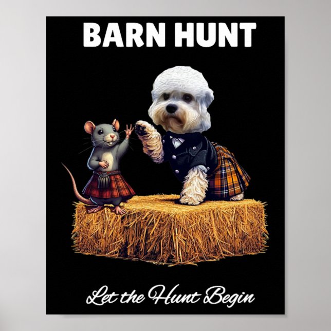 Byrn Hunt Lover - Cute Rat And Dandie Dinmont Dog  Poster (Front)