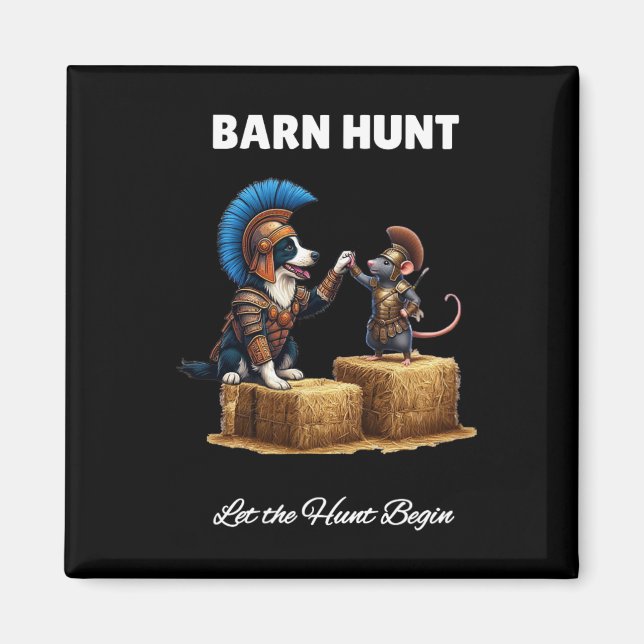 Byrn Hunt Lover - Cute Warrior Rat And Border Coll Magnet (Front)