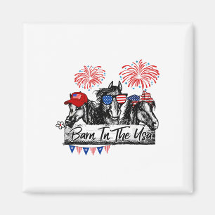 Byrn In The Usa Horses Funny Horse 4th Of July  Magnet