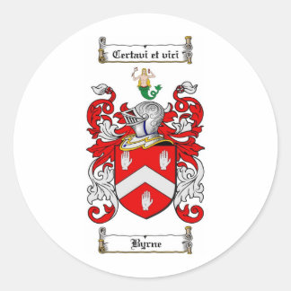BYRNE FAMILY CREST -  BYRNE COAT OF ARMS CLASSIC ROUND STICKER