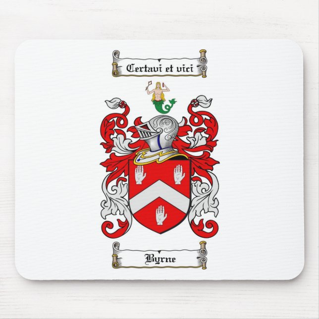 BYRNE FAMILY CREST -  BYRNE COAT OF ARMS MOUSE MAT (Front)