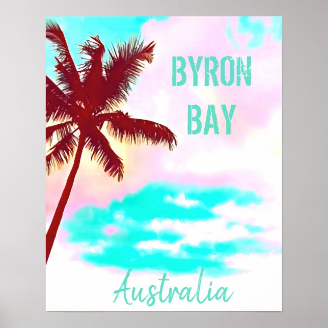 Byron Bay Australia hipster palm vintage travel Poster (Front)