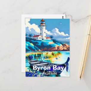 Byron Bay Australia Postcard Travel Art, Australia