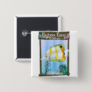 Byron Bay Australia travel poster. 15 Cm Square Badge