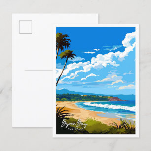 Byron Bay Australia Travel Vintage Illustration Postcard