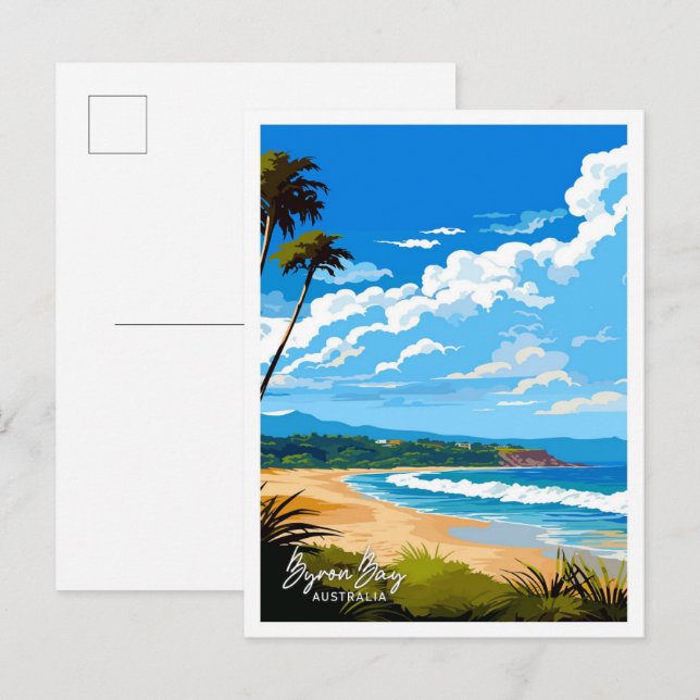 Byron Bay Australia Travel Vintage Illustration Postcard (Front/Back)