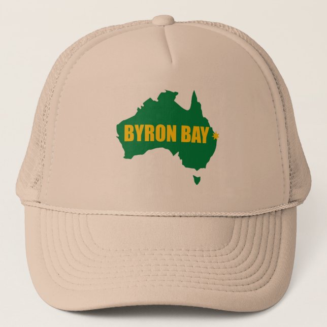 Byron Bay Green and Gold Map Cap (Front)