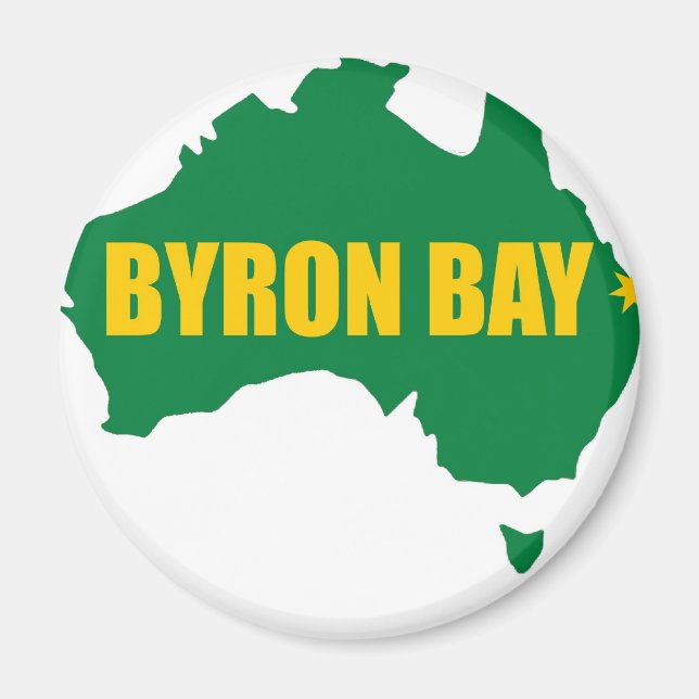 Byron Bay Green and Gold Map Magnet (Front)